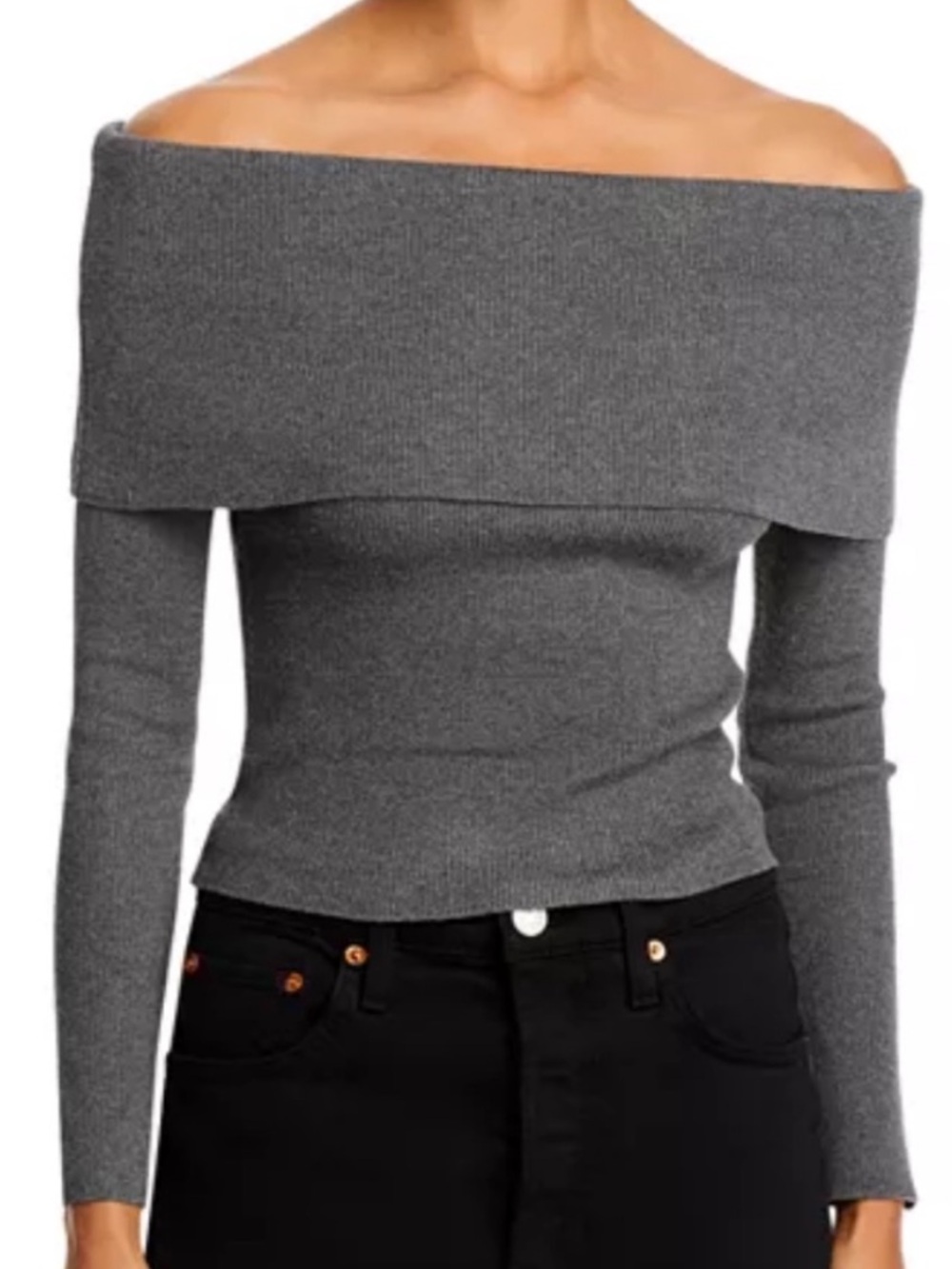 NWT Vintage Havana Off The Shoulder Sweater! Grey Size S